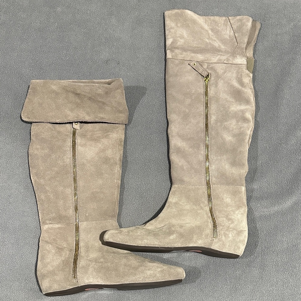 Leather Steve Madden Beige Over the Knee Boots